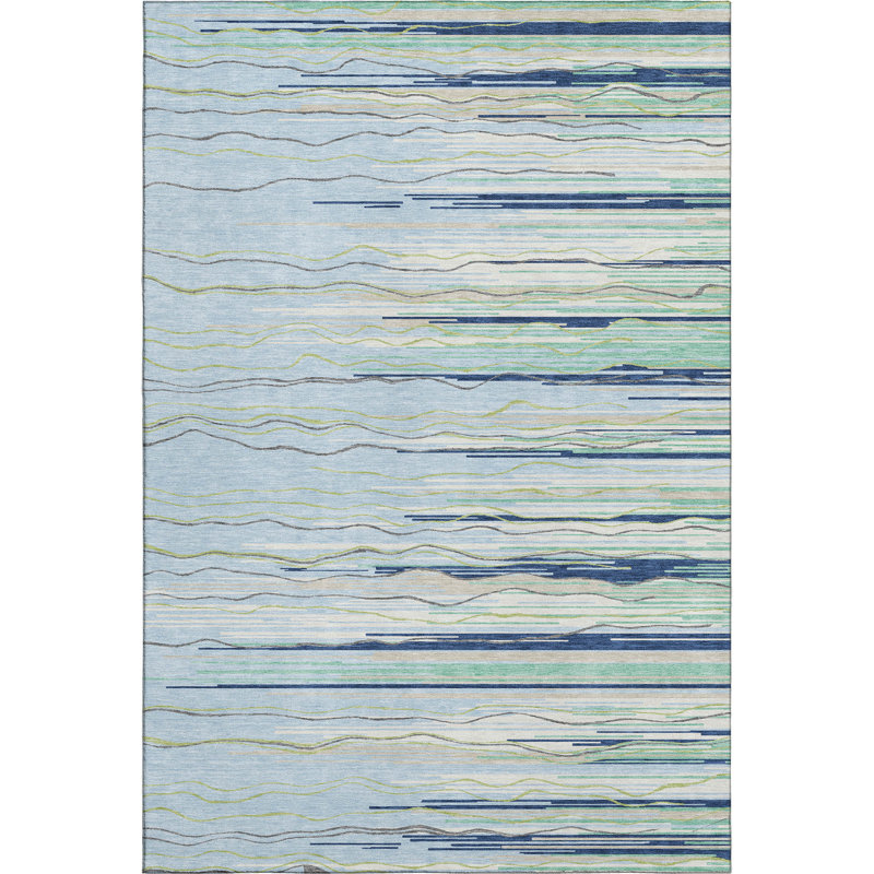 Premium Machine Washable Lyndhurst AMF996 Stripes Rug, Rectangle 9' x 12'
