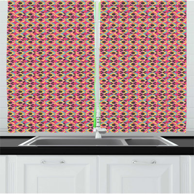 Geometric Ruffled Kitchen Curtain