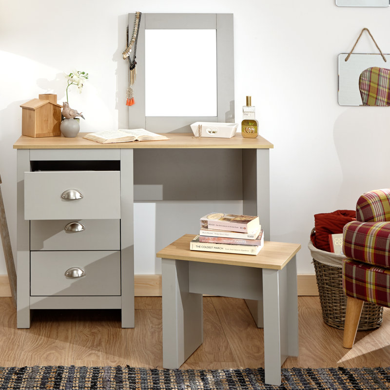 Gia Dressing Table with Mirror, Grey