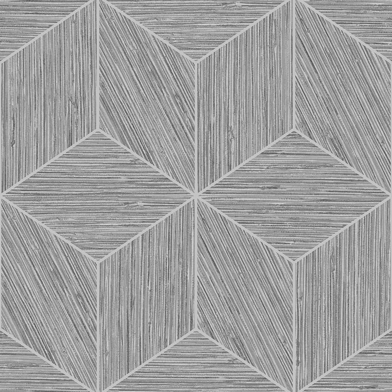 Papier peint gris Grasscloth Geo, Gris