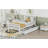 Twin Size Wood Platform Bed with Guardrails on Both Sides and Two Storage Drawers ,White-129184947-129184948