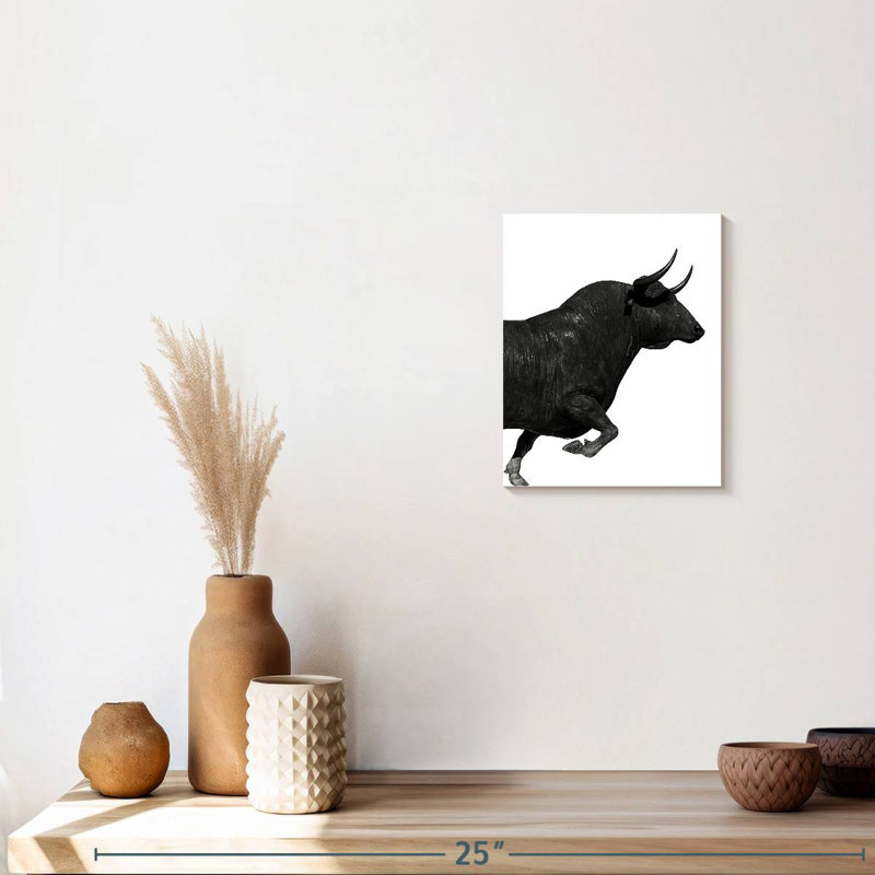 " Charging Black Bull " by Emma P, 10" H x 8" W x 1" D