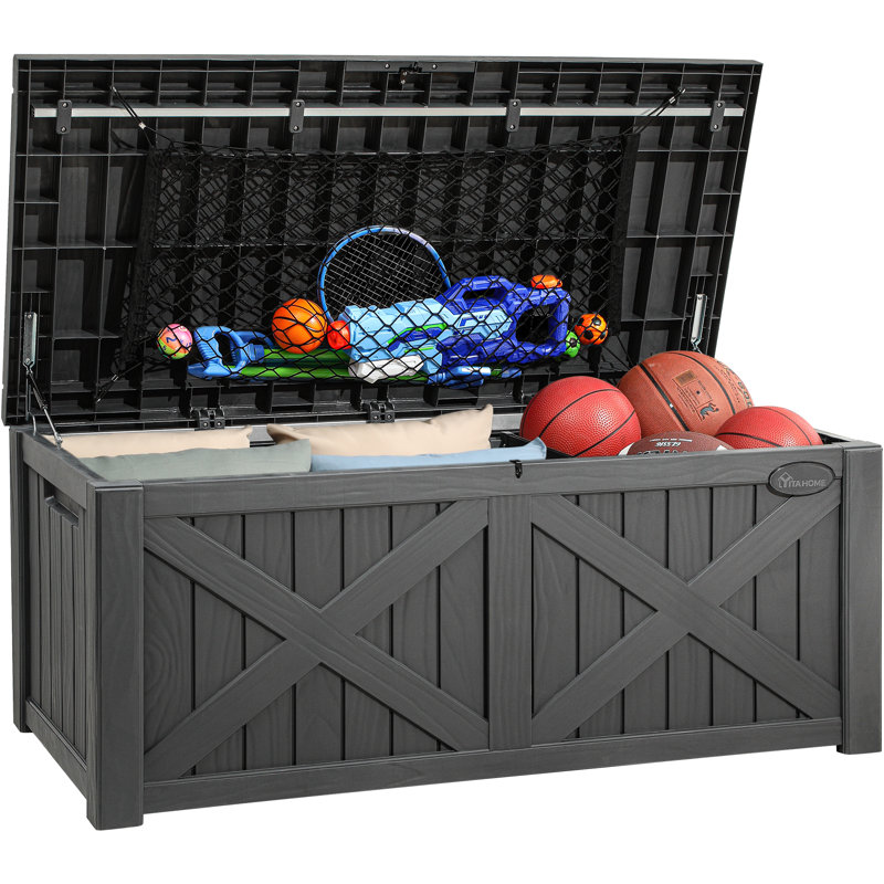 Dark Gray Large Resin Lockable Outdoor Deck Box