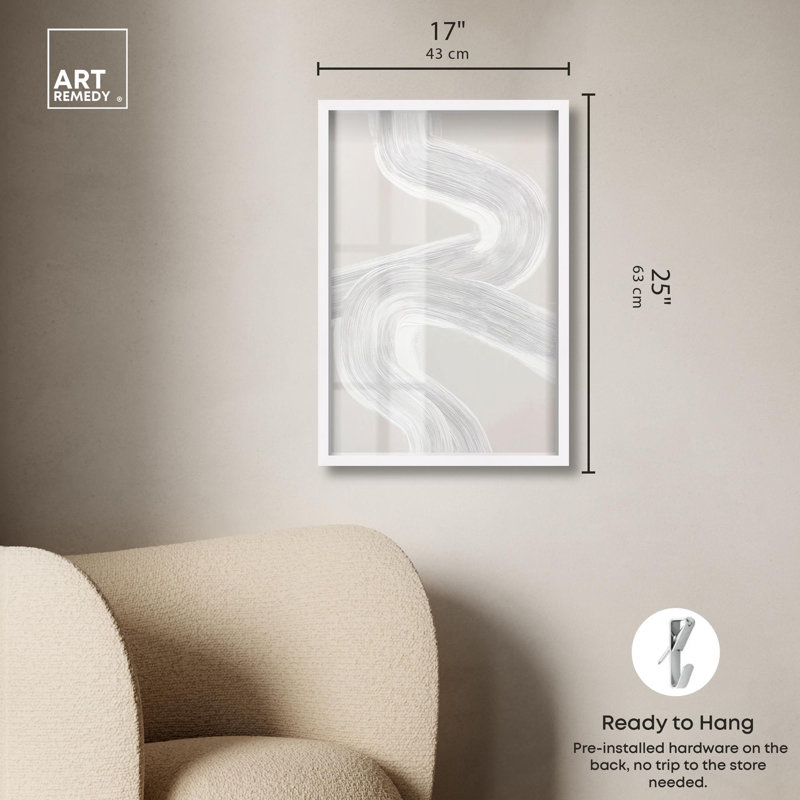 «Gentle Helix III Shadowbox», art mural minimaliste par Art Remedy, H 25 po x l 17 po, Blanc