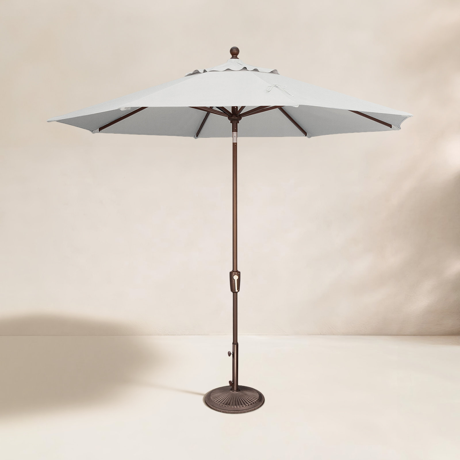 Canela 9' Market Umbrella, Bronze, White Sunbrella®