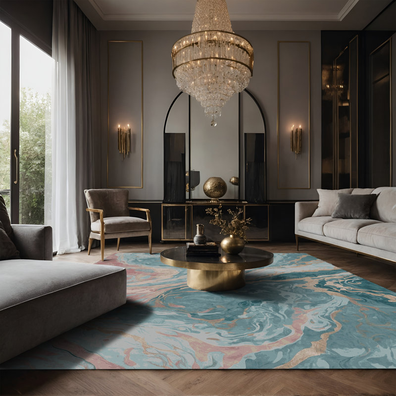 Tapis gris soyeux et moelleux, Rectangle 7 pi x 9 pi