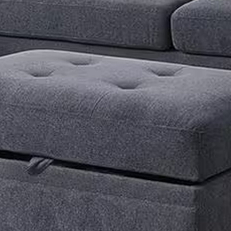 Canapé modulaire rembourré 4 pièces Khue, Chenille gris charbon, Accoudoir à gauche (vu de face)