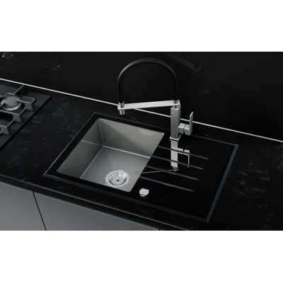 Belfry Kitchen Newberry 490mm W Single Bowl Kitchen Sink with 2 Faucet Holes
