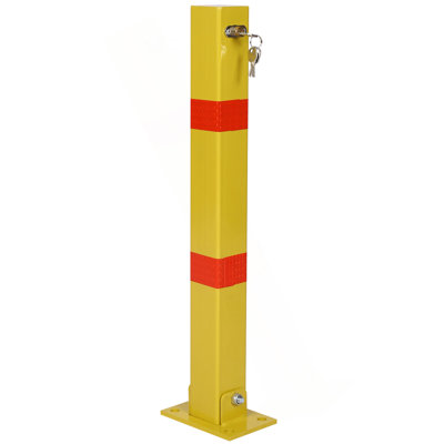 Parking Bollard,Pole Barrier With Lock ,Car Parking Protection Posts,Home Garage Street Decor ,Parking Barrier Square Gray