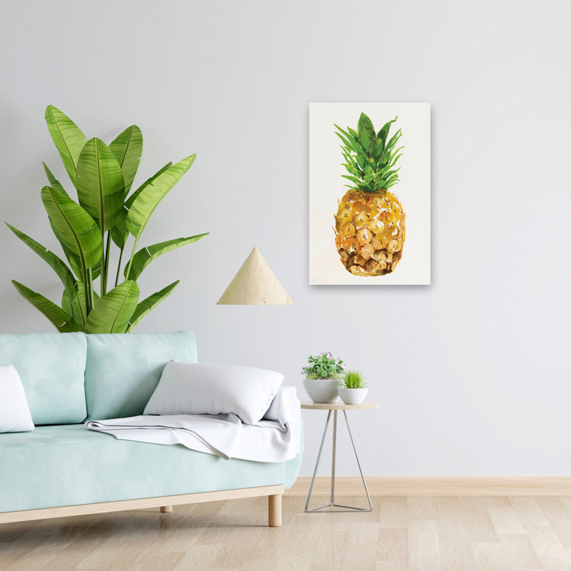 Ananas I, peinture de cuisine contemporaine, H 24 po x l 16 po