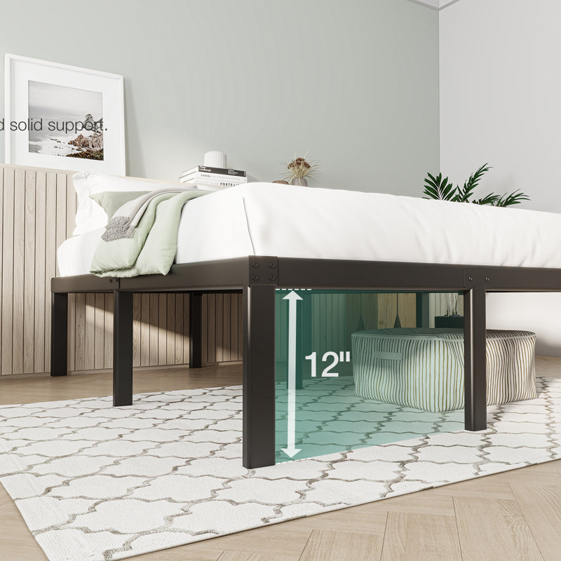 Steel Bed Frame Heavy-Duty Noiseless, No Boxspring Needed, Twin