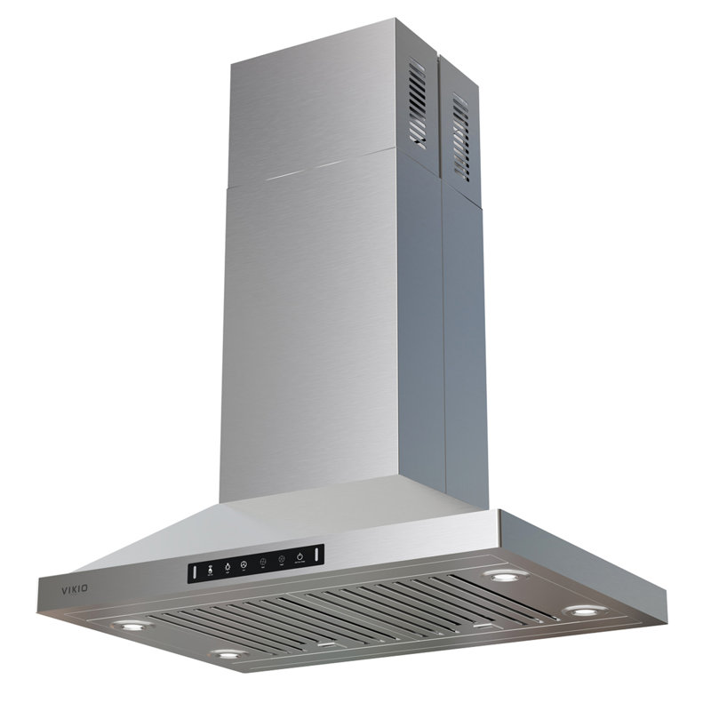 VIKIO 30" 500 CFM Convertible Island Range Hood with 4 LED Lights ,Gesture control and Carbon Filters, Stainless Steel