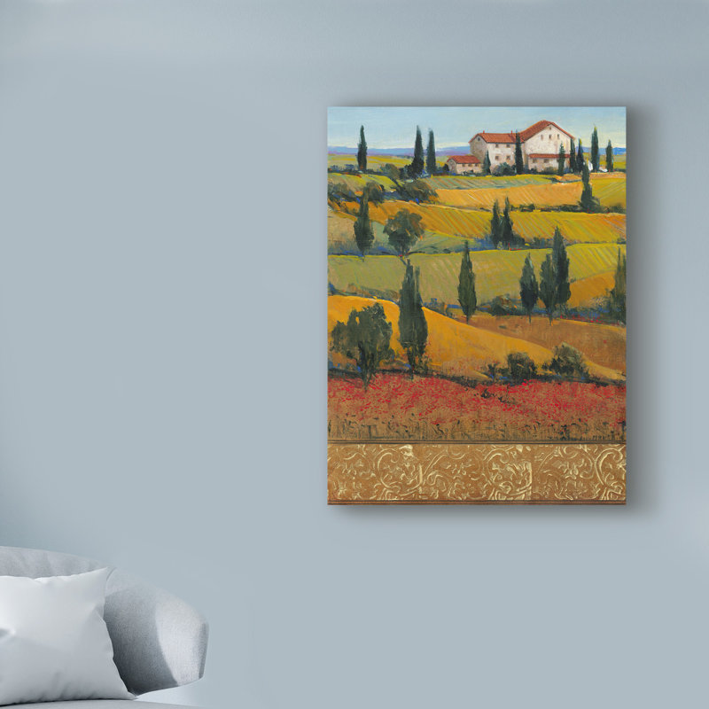 « hilltop villa i », reproduction de peinture à l’acrylique sur toile tendue, H 19 po x l 14 po x P 2 po