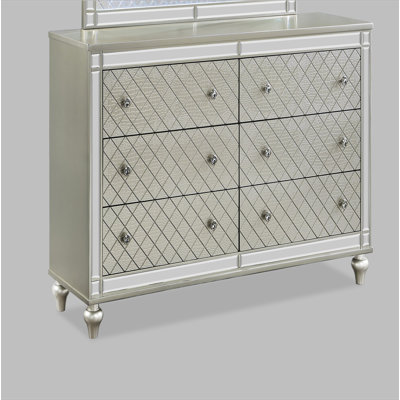 Commode de chambre à coucher 1 tiroir 6 pièces Glam
