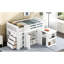 Lit mezzanine simple avec extérieur blanc et espace de rangement - Armoire, tiroir, tablette, coffre-fort de bureau escamotable multifonctionnel-754554468