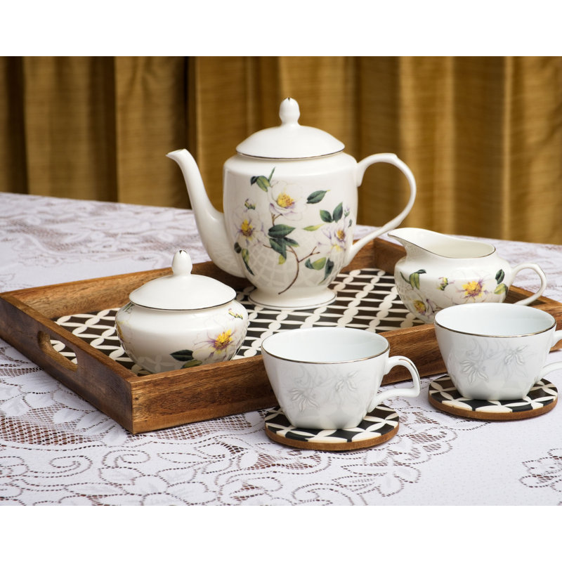 Amalgre Solid Wood Tray, Black/White