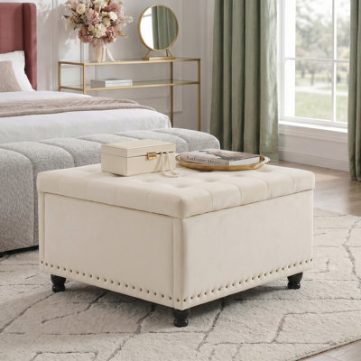 Arshi 30'' Tufted Square Storage Ottoman