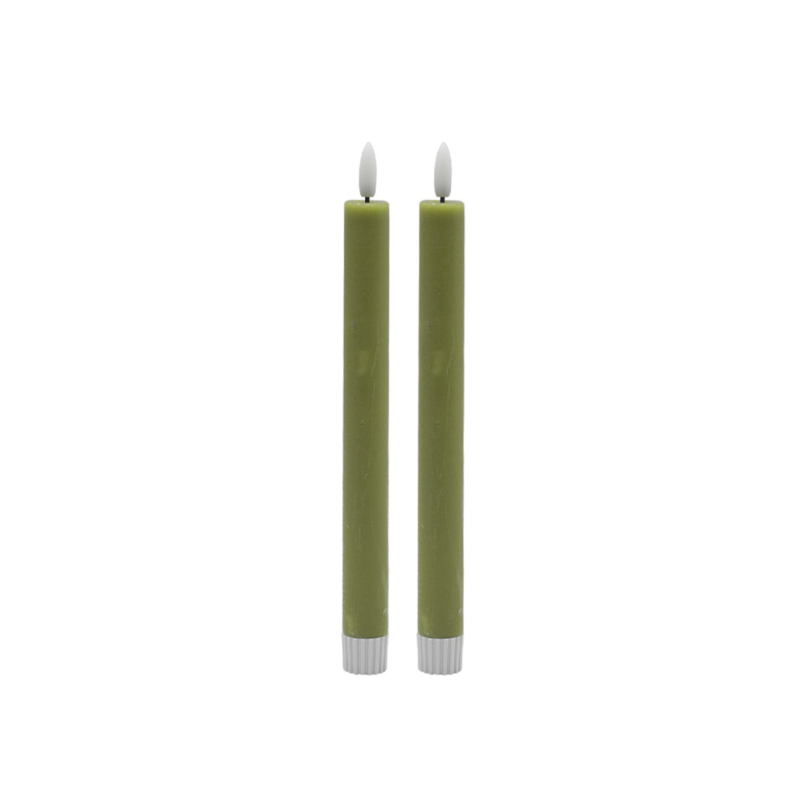 2 Pc Med Flameless Taper Candle, Green