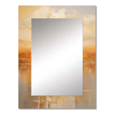Bold Sunset Golden Collage II - Sunset Wall Mirror, Traditional Decorative Mirror, Printed Metal Art