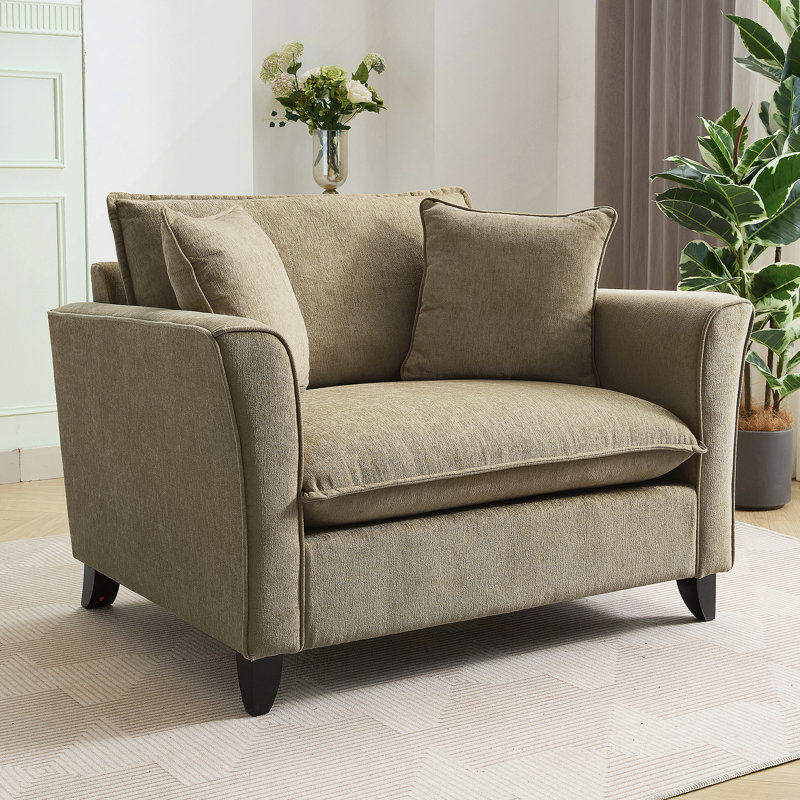 Fauteuil surdimensionné de 46,3 po, tissu chenille, fauteuil confortable et demi-canapé simple avec coussin pour le salon, bureau, vert