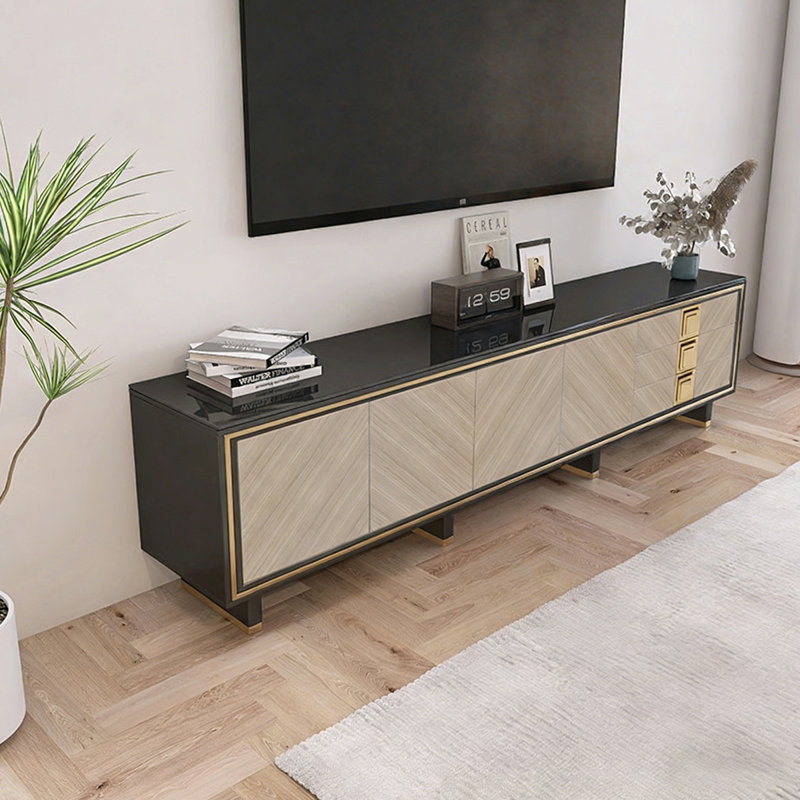 Meuble télé rétro en bois manufacturé noir, 70.87