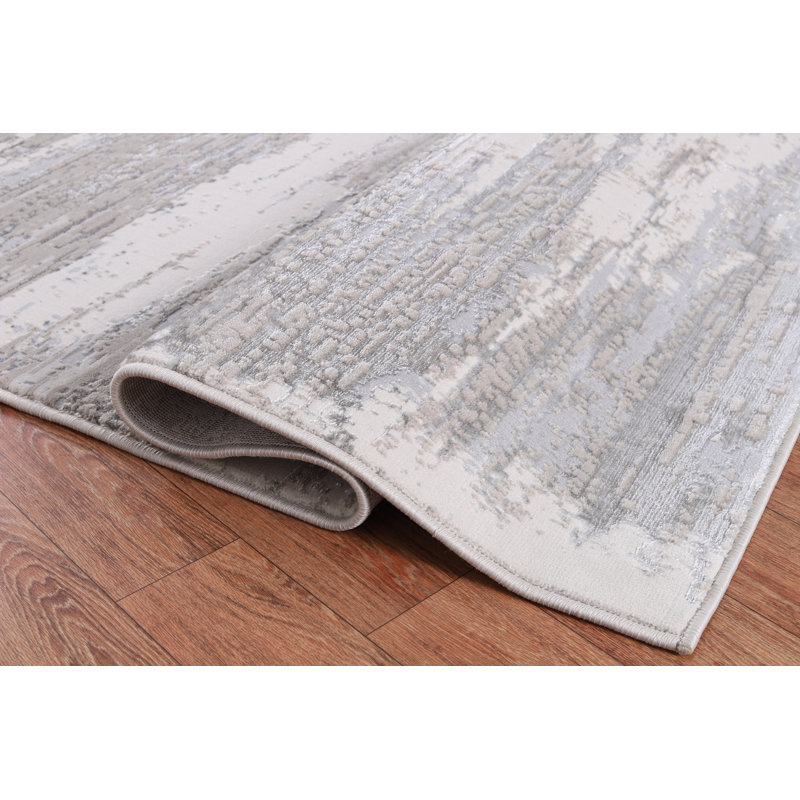 Parkwoods Collection Abstract Neutral Area Rug, Runner 2'6" x 7'8"
