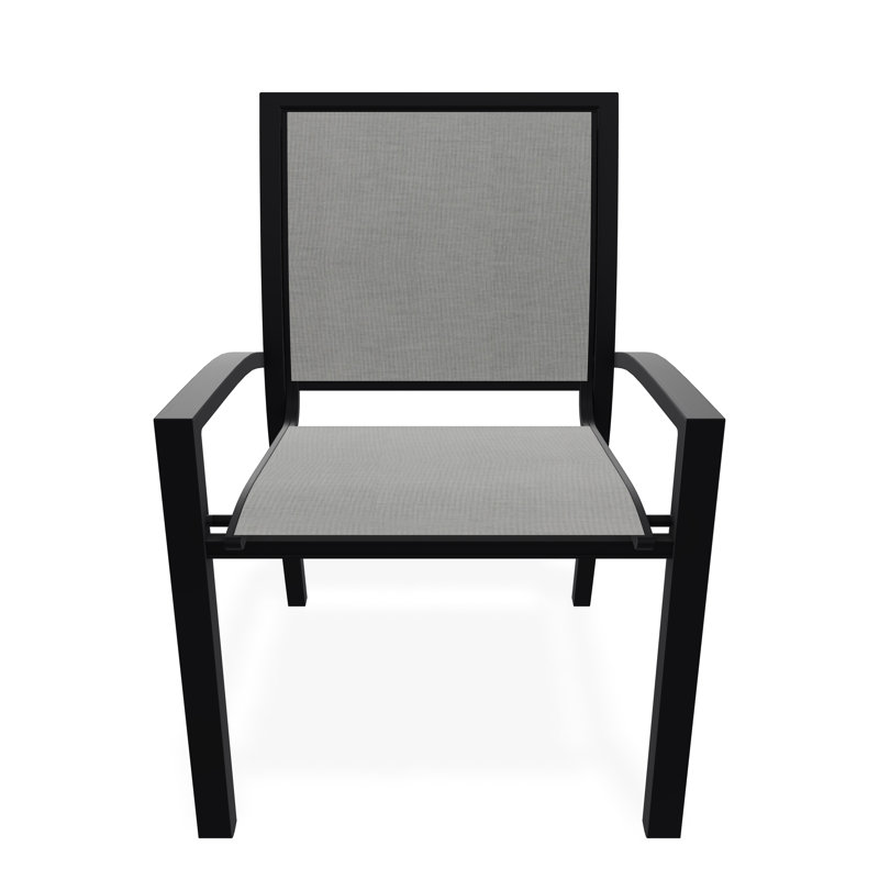 Kendall Sling Stacking Cafe Chair, Black, Alloy Sunbrella®