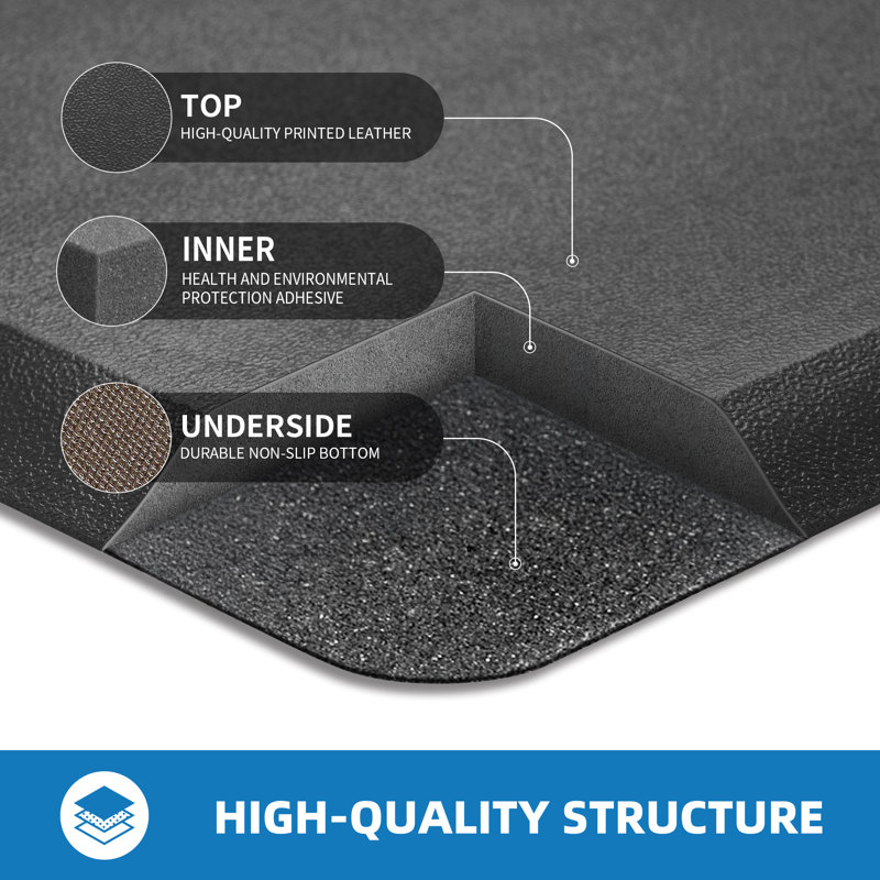 Tapis de cuisine antidérapant, Rectangle 17 po x 28 po, Noir