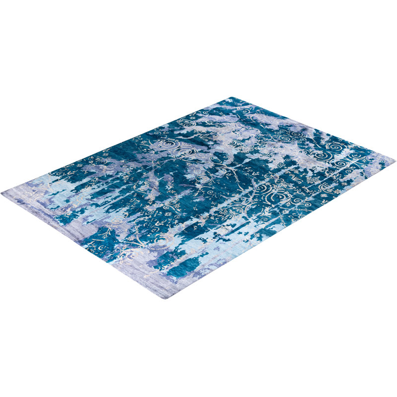 Overdyed One-of-a-Kind Rectangle 9'1" X 12'2" Hand Knotted Area Rug