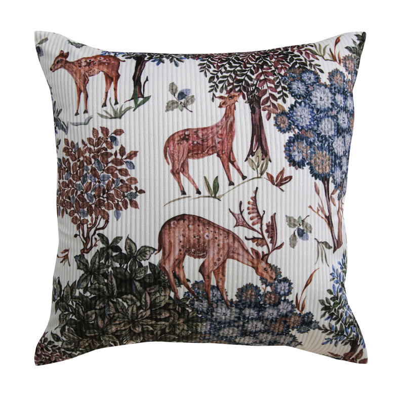 Idaville Floral Square Cushion With Filling PACK OF 4, Natural