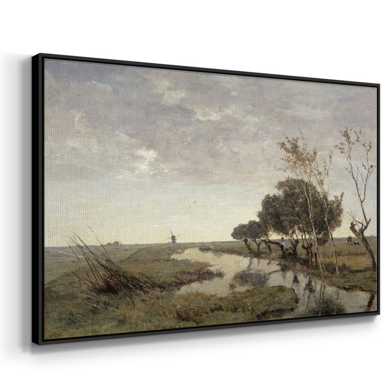 Paysage rétro - CDLxxiv, H 25 po x l 37 po x P 2 po, Toile avec cadre flottant noir