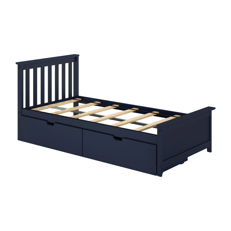 Boling Twin 2 Drawer Solid Wood Platform Bed , Blue