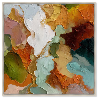 «Earthen Flow I», reproduction d'art sur toile Taupe Boho par Art Remedy, cadre argenté, 16 x 16