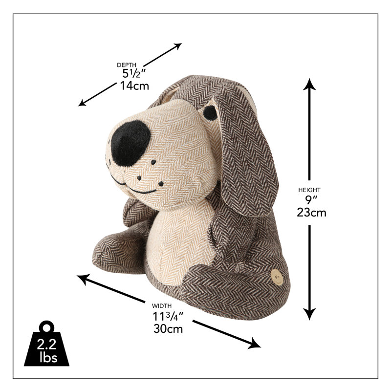 Brown and Tan Tweed Fabric Puppy Dog Door Stop