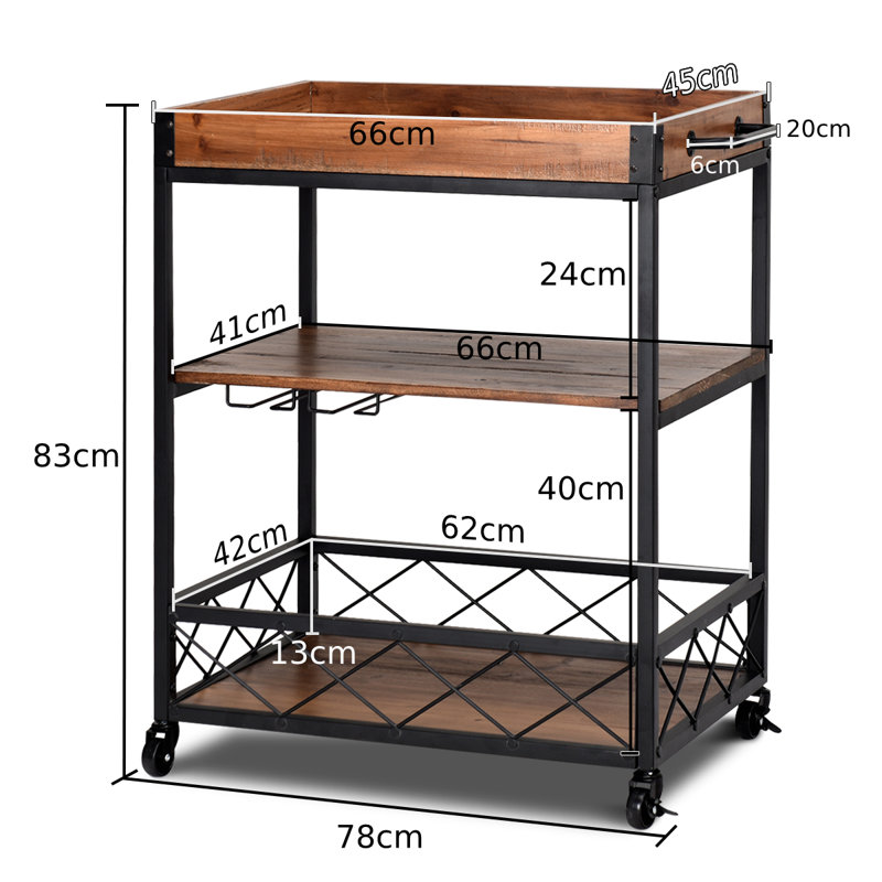 Diara Solid Wood Kitchen Cart