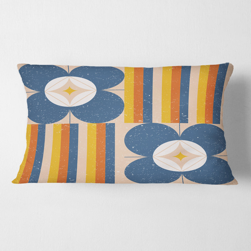 Coussin décoratif rétro à motif floral Mid-Century