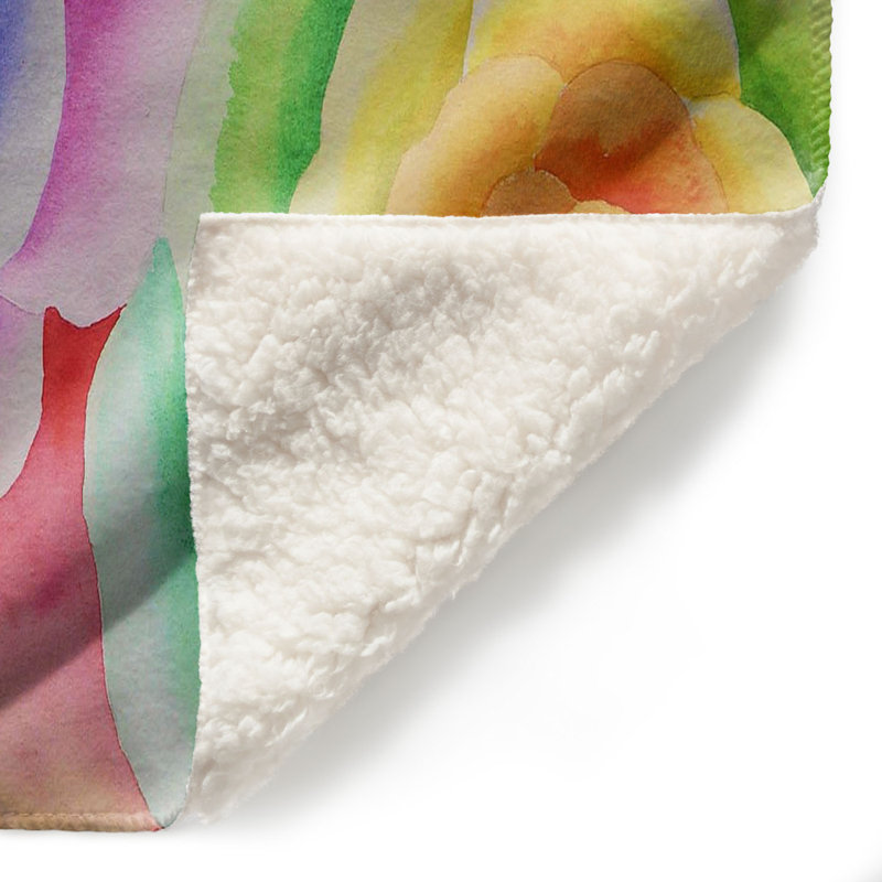 Couverture sherpa doux pour les fleurs joyeuses, l 51 po x L 60 po