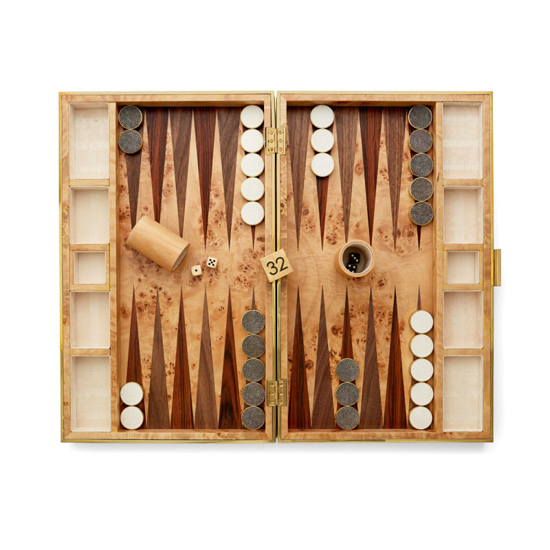 AERIN Wood Backgammon, Chocolate