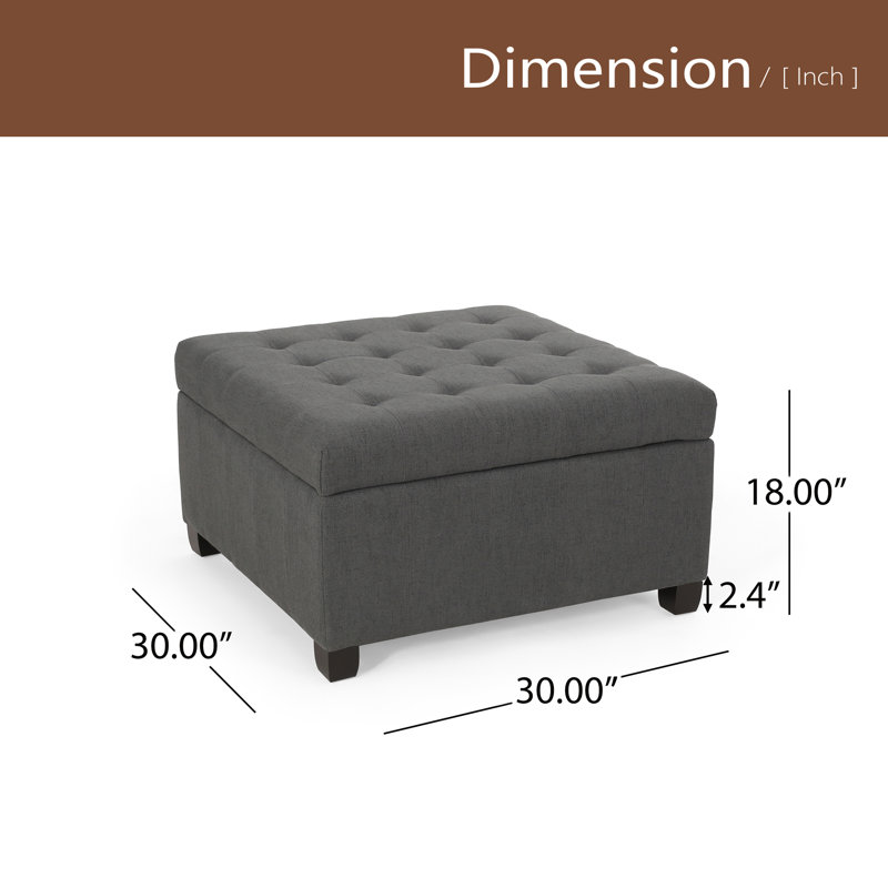 Repose-pieds rembourré avec rangement en tissu, Gris foncé