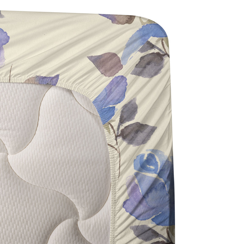 Ambesonne Watercolor Botany Sheet Set 4 Pcs Retro Boho Bloom, Twin Sheet Set with 1 Pillowcase