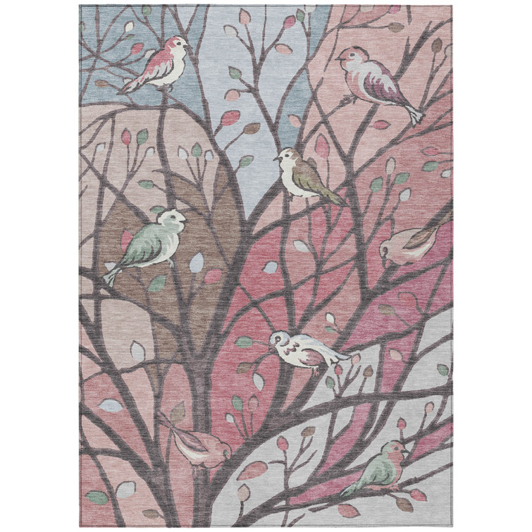 Machine Washable Indoor/Outdoor Bourkelands ACN2336 Botanical Rug