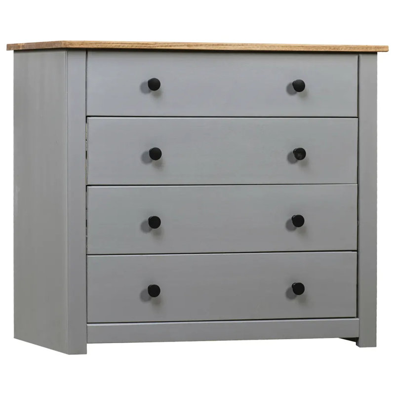 Brammer Solid Wood Chest of 4 Drawers, White/Brown