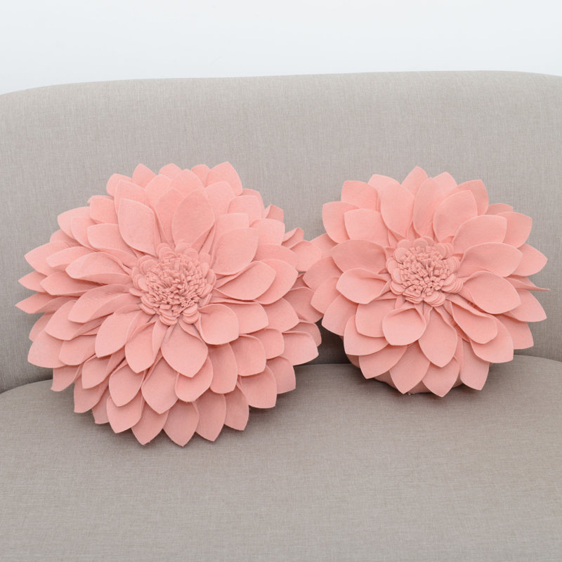 Chocolate Felt Flower Shaped Throw Pillow