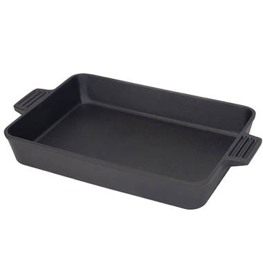 Lava Enameled Cast Iron Rectangular Roasting Pan 13 inch, Size: W:8.22 Large:13.18 H:2.20, Black