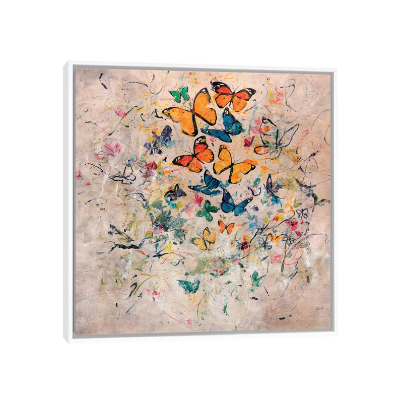 «Butterfly Party» par Julian Spencer - reproduction d'art, Pas de tapis, H 26 po x l 26 po x P 1,5 po, Toile blanche encadrée