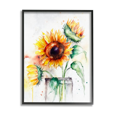 " Modern Sunflowers Watercolor Style Bouquet " by Ziwei Li Painting Print