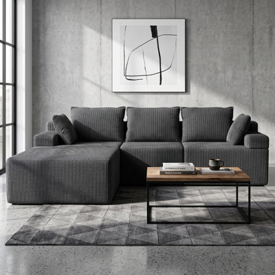 Canapé modulaire en L de 108 po avec méridienne et méridienne désossée, canapé de coin profond, sans assemblage requis