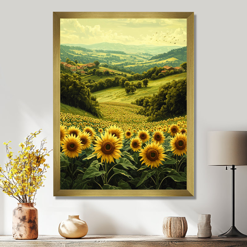 Dontasia - Floral Wall Decor, 20" H x 12" W, Single Picture Framed Print, Gold