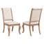De 2 chaises de salle à manger en tissu crème et finition orge avec capitonnage capitonné