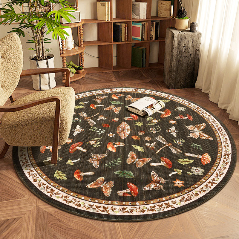 Floral Machine Washable Rug with Non-Slip Backing, Soft Thin Low Pile Non Shedding Floor Carpet, Indoor Foldable Printed Accent Mat for Living Room/Nursery/Bedroom